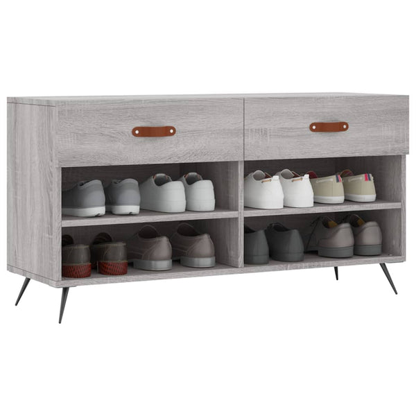 Graue Schuhbank Chelsy 102x35x55cm (Holz)