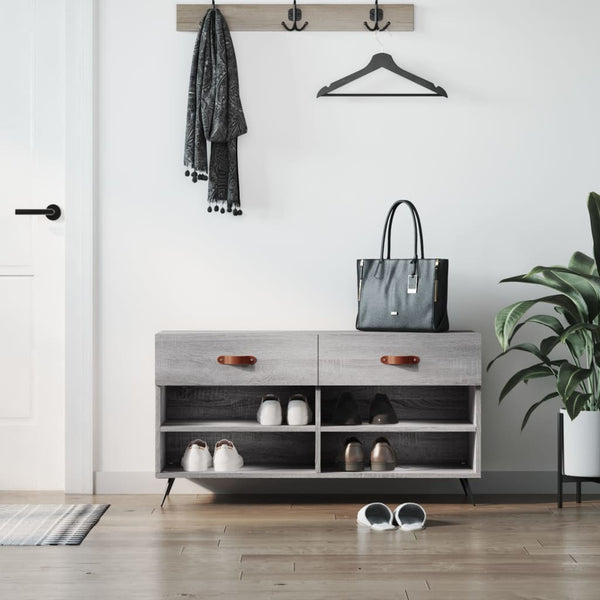 Graue Schuhbank Chelsy 102x35x55cm (Holz)