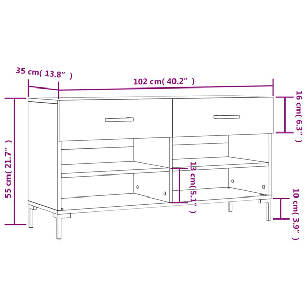 Graue Schuhbank Espinosa 102x35x55cm (Holz)