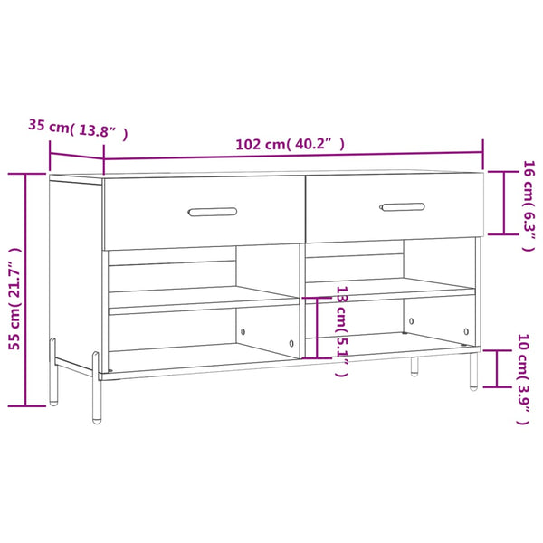 Graue Schuhbank Frasinel 102x35x55cm (Holz)