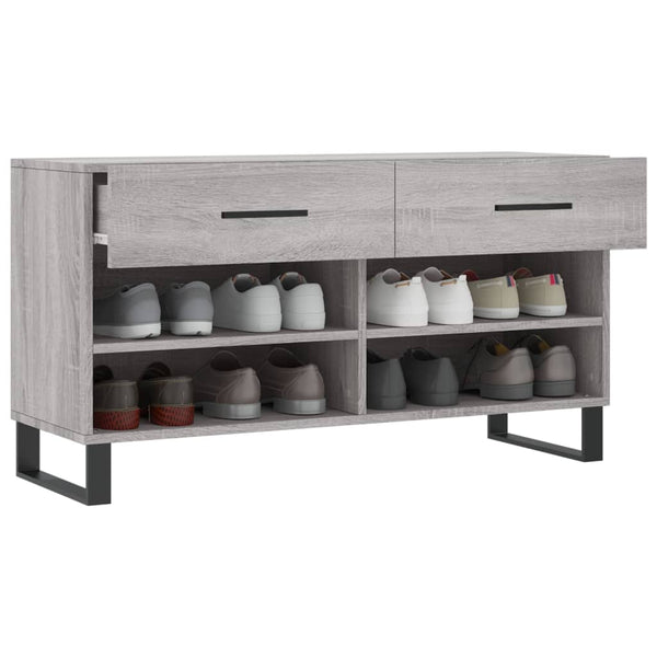 Graue Schuhbank Gehan 102x35x55cm (Holz)