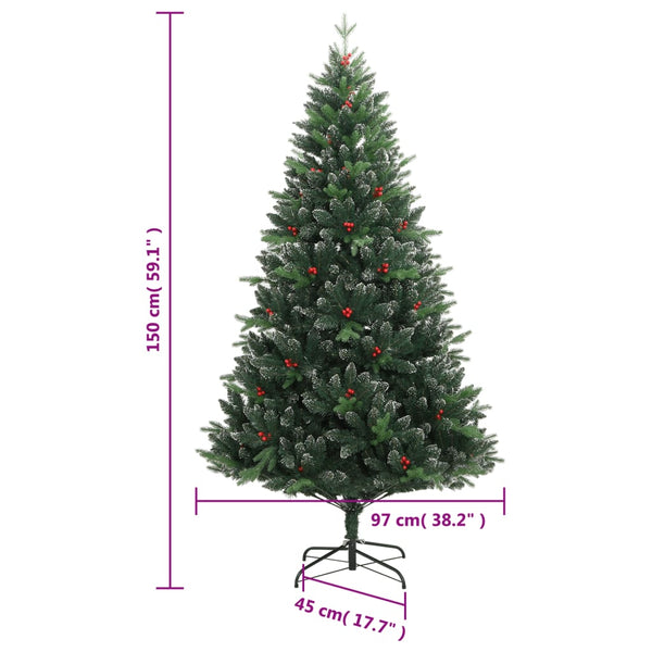 Künstlicher Weihnachtsbaum mit Scharnieren und roten Beeren Crisandra 150cm