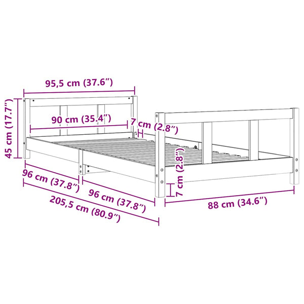 Kinderbettgestell Culda 90x200cm (Kiefer)