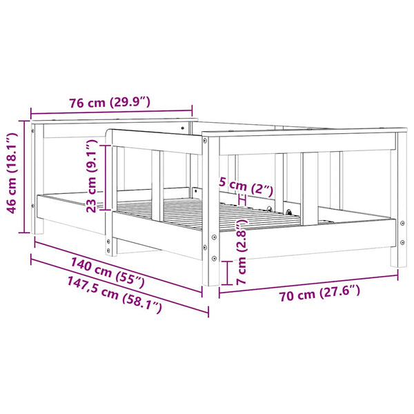 Lasten sängynrunko Culda 70x140cm (mänty)