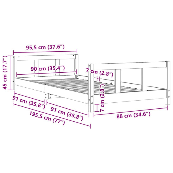 Kinderbettgestell Culda 90x190cm (Kiefer)
