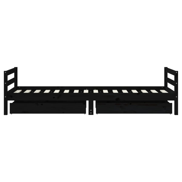 Musta lasten sängynrunko laatikoilla Sipe 80x200cm (mänty)