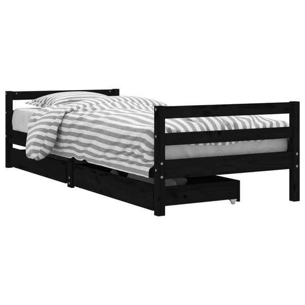 Musta lasten sängynrunko Sipe 90x200cm (mänty)