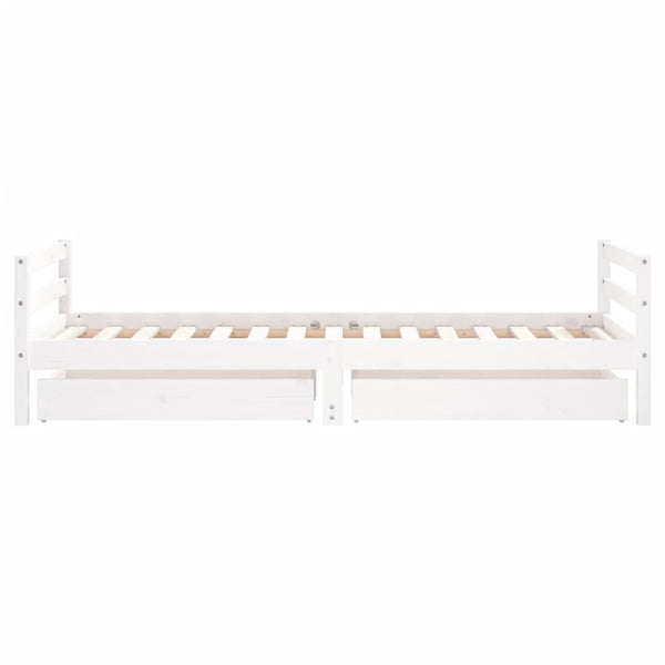 Valkoinen lasten sängynrunko laatikoilla Sipe 90x190cm (mänty)