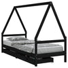 Schwarzes Kinderbettgestell mit Schubladen Braydon 80x200cm (Kiefer)