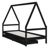 Schwarzes Kinderbettgestell mit Schubladen Braydon 80x200cm (Kiefer)