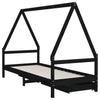 Schwarzes Kinderbettgestell mit Schubladen Braydon 80x200cm (Kiefer)
