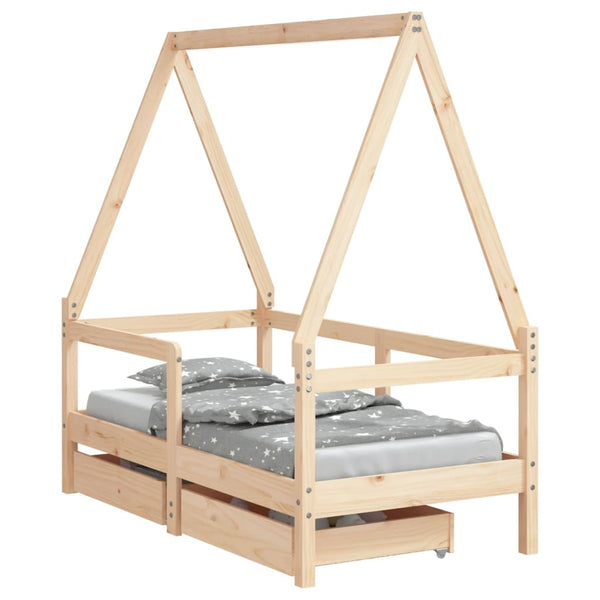 Kinderbettgestell mit Schubladen Braydon 70x140cm (Kiefer)