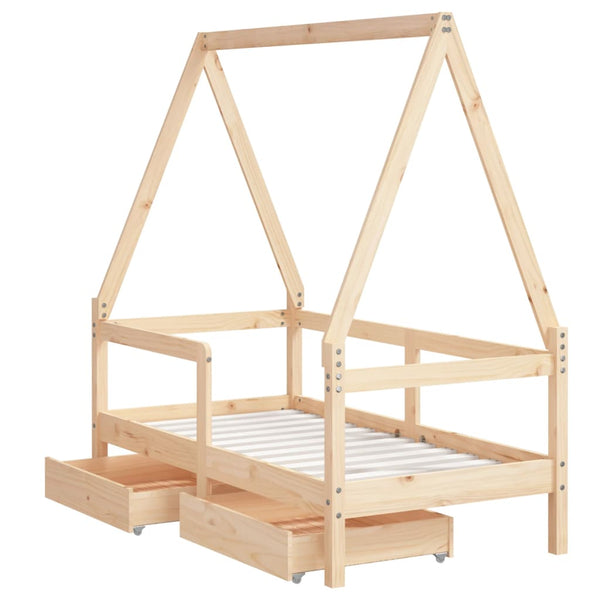 Kinderbettgestell mit Schubladen Braydon 70x140cm (Kiefer)