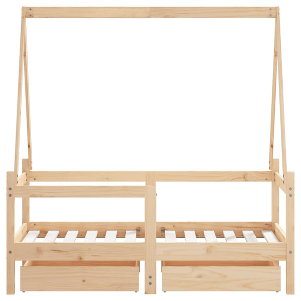 Kinderbettgestell mit Schubladen Braydon 70x140cm (Kiefer)