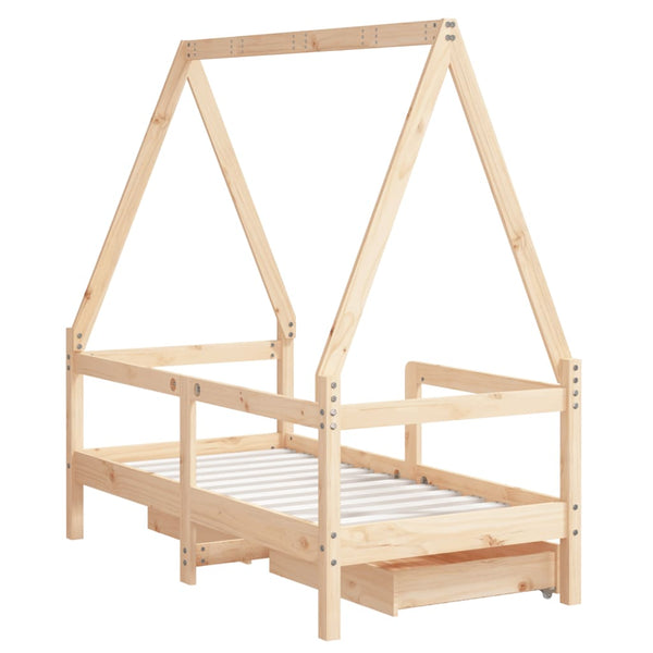 Kinderbettgestell mit Schubladen Braydon 70x140cm (Kiefer)