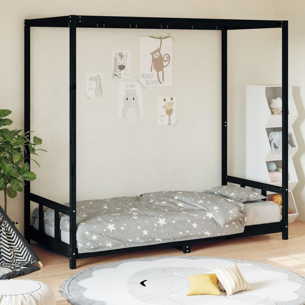Musta lasten sängynrunko Manolin 90x190cm (mänty)