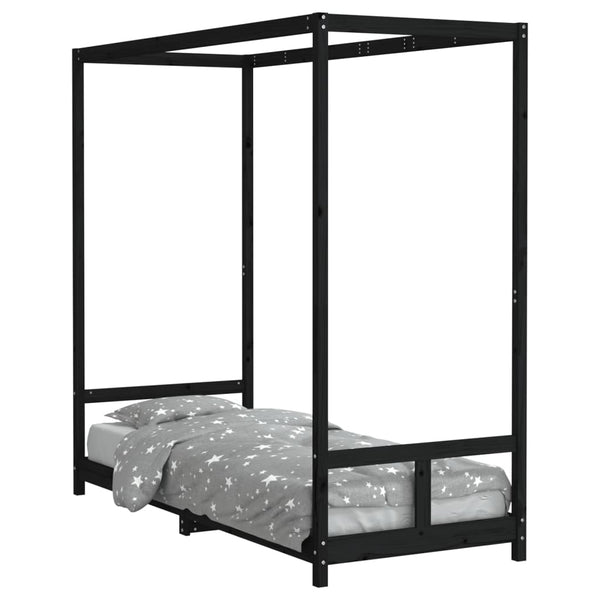 Musta lasten sängynrunko Manolin 80x200cm (mänty)