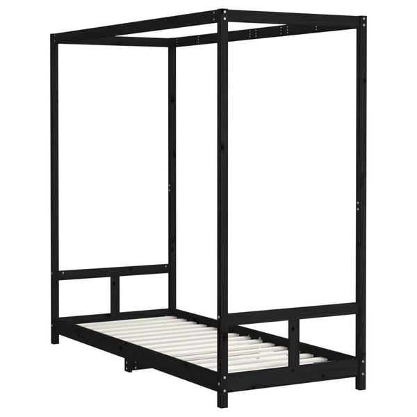 Musta lasten sängynrunko Manolin 80x200cm (mänty)