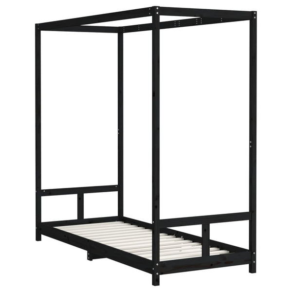 Musta lasten sängynrunko Manolin 80x200cm (mänty)