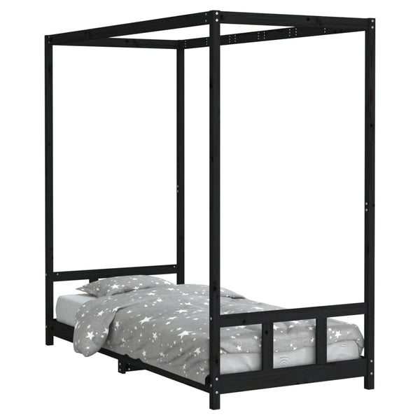 Schwarzes Kinderbettgestell Manolin 90x200cm (Kiefer)
