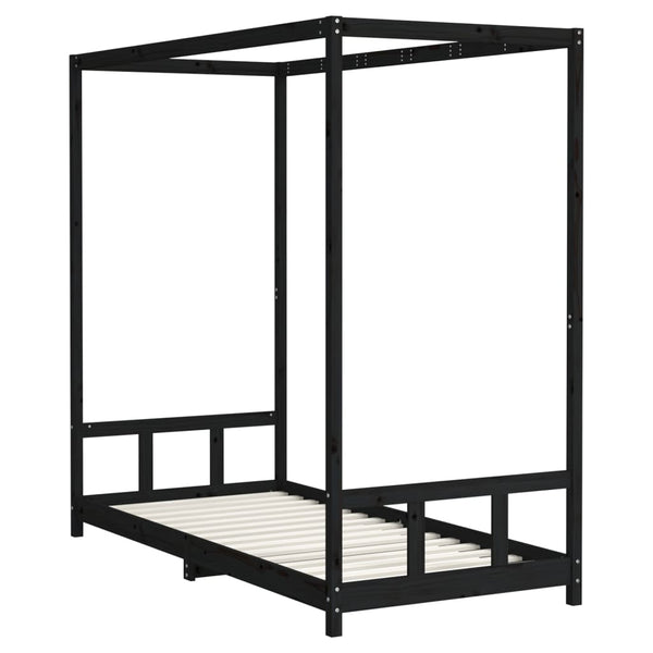 Schwarzes Kinderbettgestell Manolin 90x200cm (Kiefer)