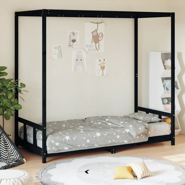 Schwarzes Kinderbettgestell Manolin 90x200cm (Kiefer)