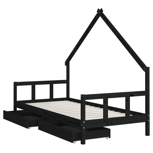 Schwarzes Kinderbettgestell Benedic 90x200cm (Kiefer)
