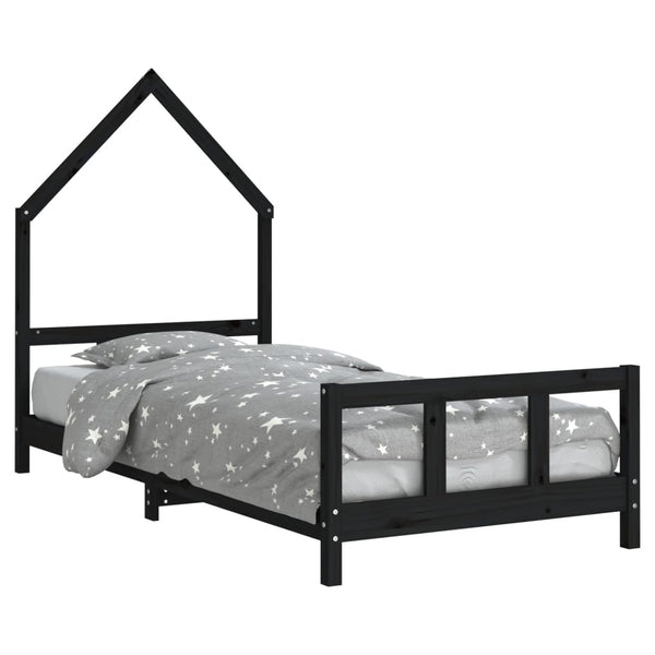 Schwarzer Kinderbettrahmen Natasia 90x190cm (Kiefer)