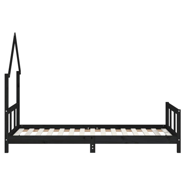 Schwarzer Kinderbettrahmen Natasia 90x190cm (Kiefer)