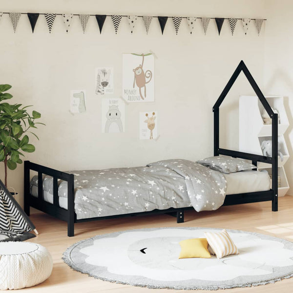 Schwarzer Kinderbettrahmen Natasia 90x190cm (Kiefer)