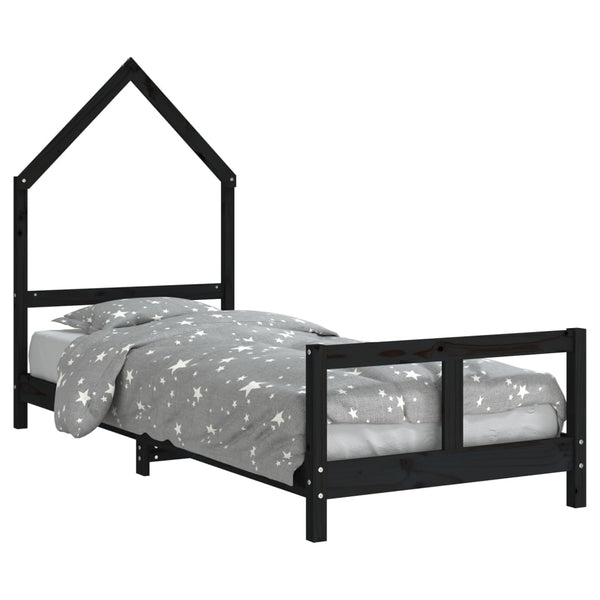 Schwarzer Kinderbettrahmen Natasia 80x200cm (Kiefer)