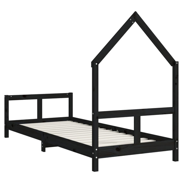 Schwarzer Kinderbettrahmen Natasia 80x200cm (Kiefer)