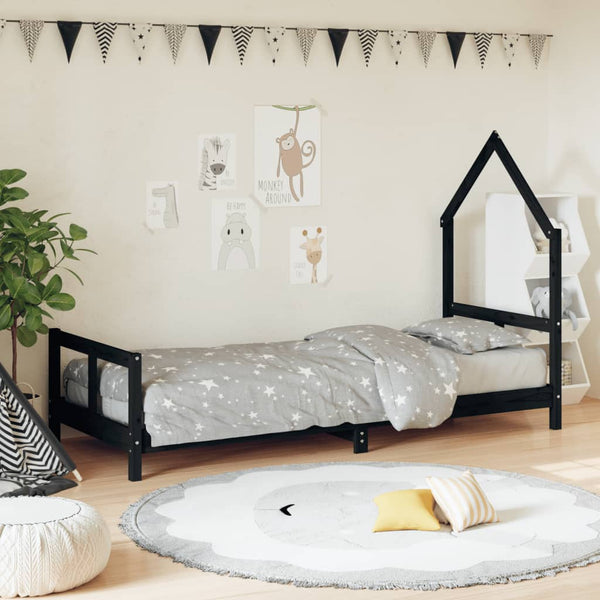Schwarzer Kinderbettrahmen Natasia 80x200cm (Kiefer)