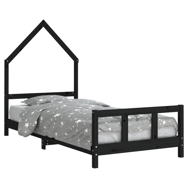Schwarzes Kinderbettgestell Natasia 90x200cm (Kiefer)