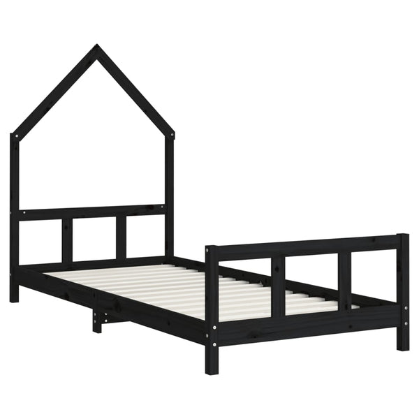 Schwarzes Kinderbettgestell Natasia 90x200cm (Kiefer)