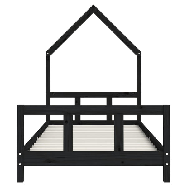 Schwarzes Kinderbettgestell Natasia 90x200cm (Kiefer)