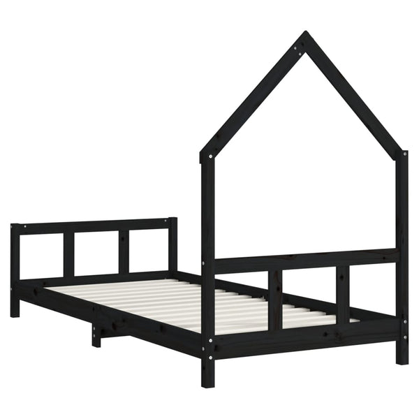 Schwarzes Kinderbettgestell Natasia 90x200cm (Kiefer)