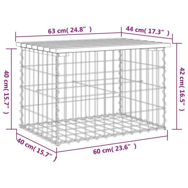Gartenbank Gabionen-Stil Timon 63x44x42cm (Kiefer)