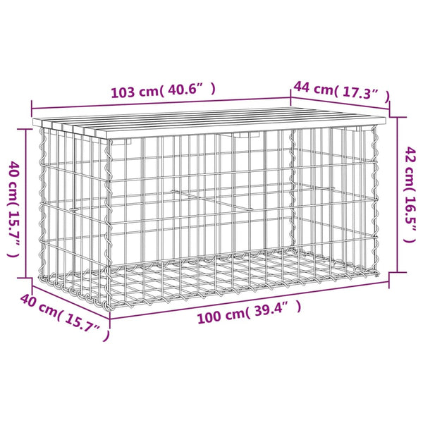Gartenbank aus Gabionen "Timo" 103x44x42cm (Kiefer)