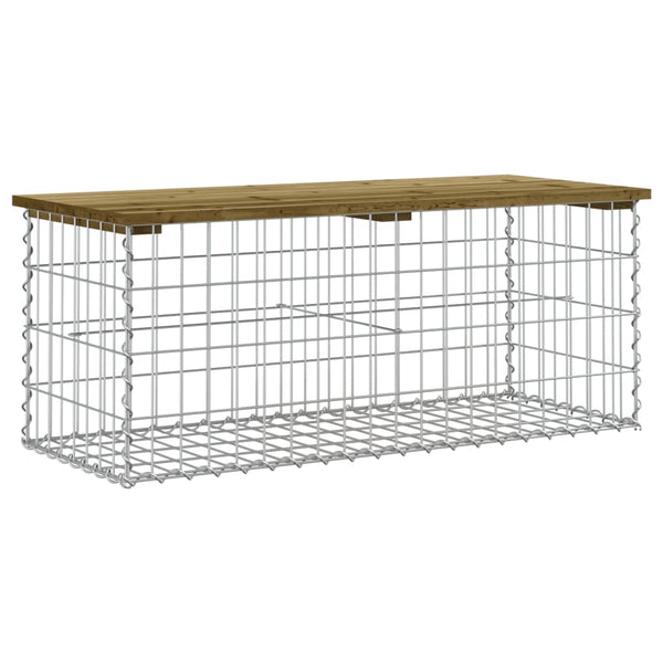 Gartensitzbank imprägniert Gabionen-Stil Timo 103x44x42cm (Kiefer)