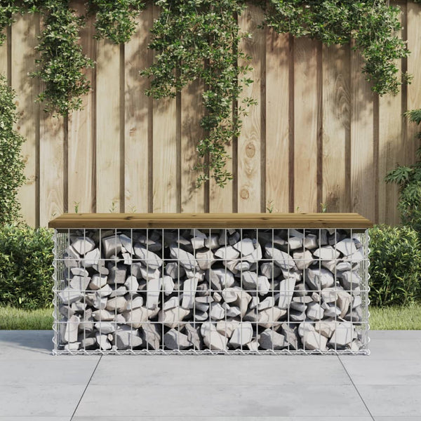 Gartensitzbank imprägniert Gabionen-Stil Timo 103x44x42cm (Kiefer)