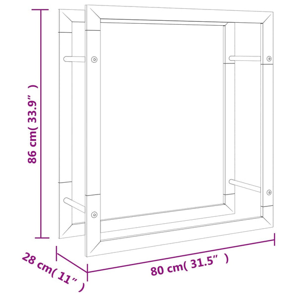 Ruostumaton teräs polttopuuteline Sterling 80x28x86cm