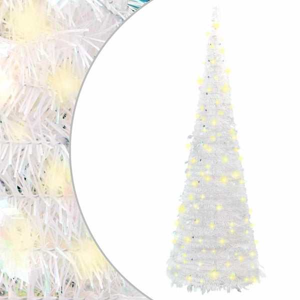 Weißer Pop-up-Kunstweihnachtsbaum Azorica 180cm (150 LED-Lichter)