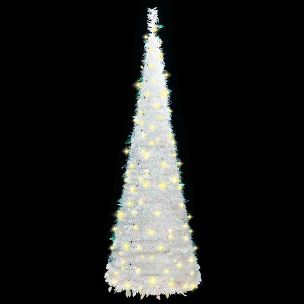 Weißer Pop-up-Kunstweihnachtsbaum Azorica 180cm (150 LED-Lichter)
