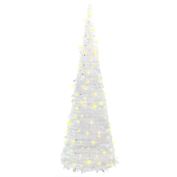Weißer Pop-up-Kunstweihnachtsbaum Azorica 180cm (150 LED-Lichter)