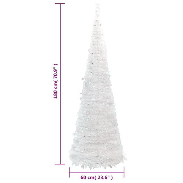 Weißer Pop-up-Kunstweihnachtsbaum Azorica 180cm (150 LED-Lichter)