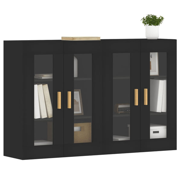 Sybilla schwarze wandmontierte Schränke (2 Stück aus Holz)