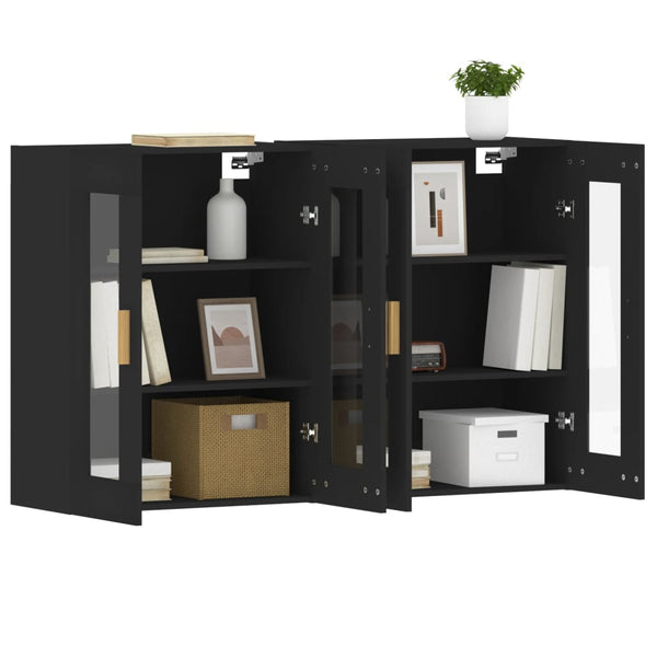 Sybilla schwarze wandmontierte Schränke (2 Stück aus Holz)