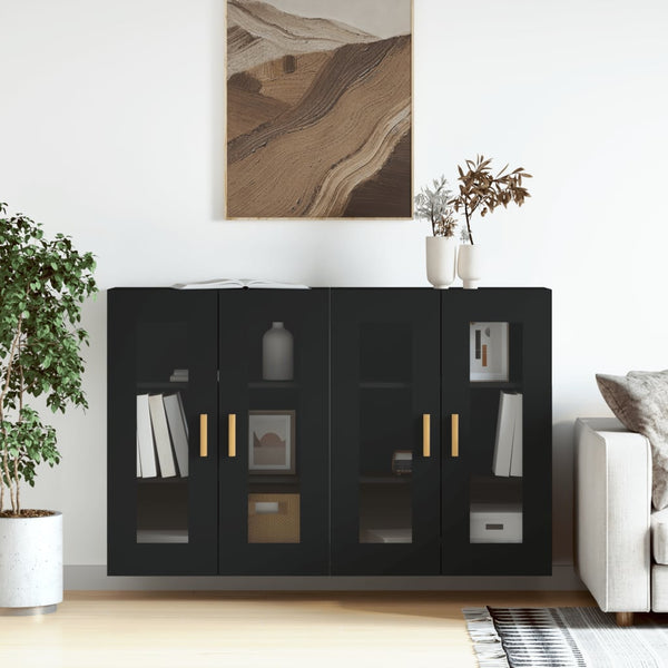Sybilla schwarze wandmontierte Schränke (2 Stück aus Holz)