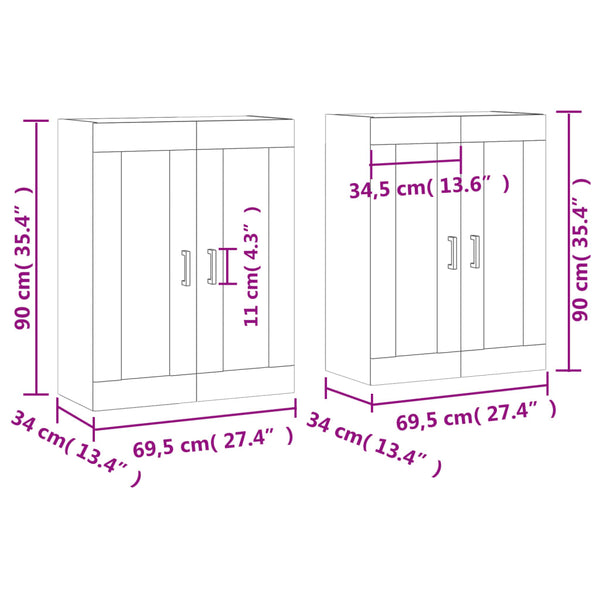 Wandschrank Sybilla schwarz (2 Stück, Holz)